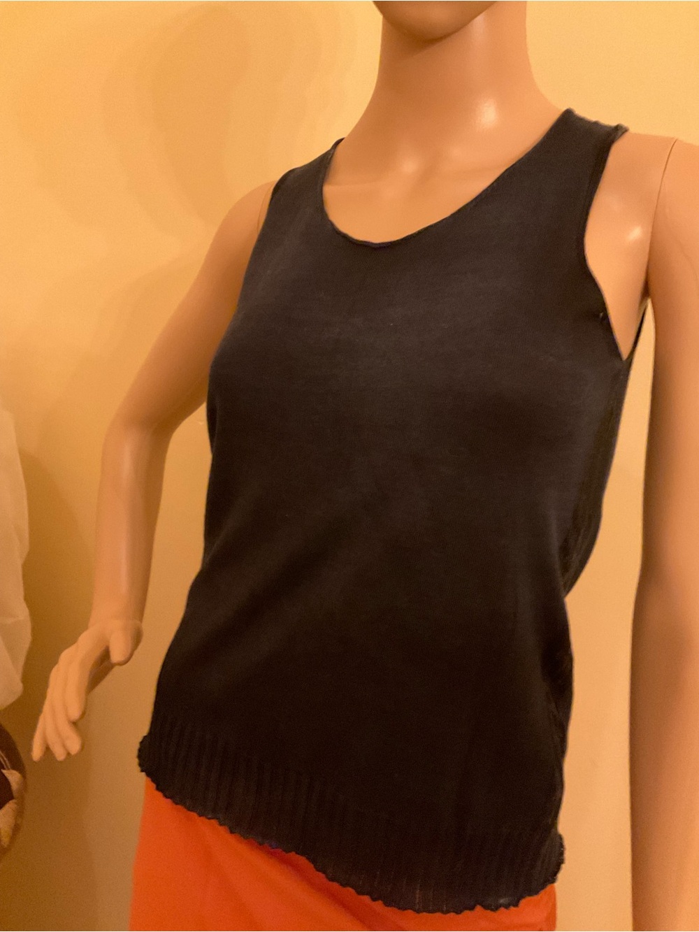 Italian Handmade Navy Knit Tank Top -NEW